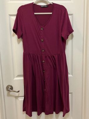 Bedoar purple v neck short sleeved dress size 14